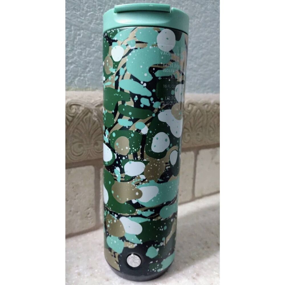 New Starbucks Christmas MARBLE FOREST Insulated Tumbler Cup 16oz * Super Rare *